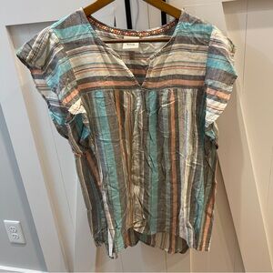 Knox Rose Flutter Sleeve Multicolor Striped Women's Top size M